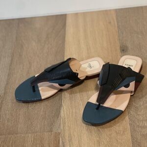 Fendi Black and Blue Minimalist Sandals